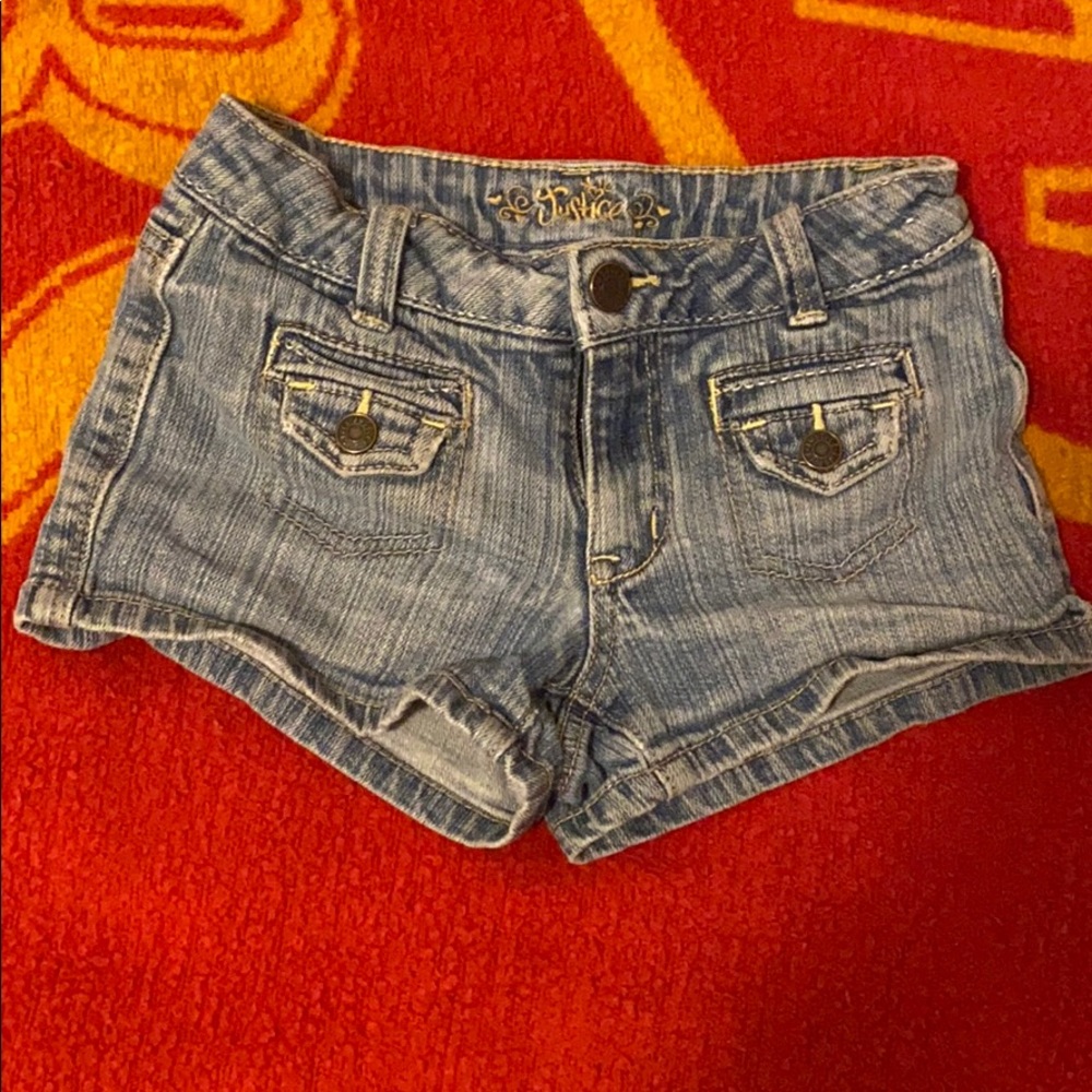 Justice girls blue jean shorts
